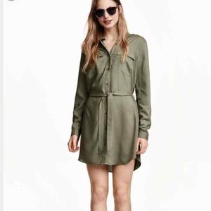 UO // BDG // Olive green shirt dress work casual